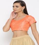 Peach Embroidered Brocade Readymade Blouse