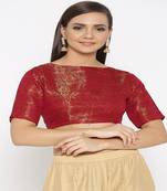 Maroon Embroidered Brocade Readymade Blouse