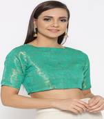 Green Embroidered Brocade Readymade Blouse