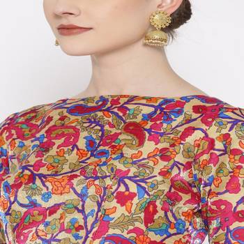 Pink Embroidered Brocade Readymade Blouse 1