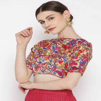 Pink Embroidered Brocade Readymade Blouse 2