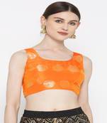 Orange Embroidered Brocade Readymade Blouse