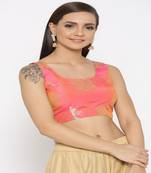 Pink Embroidered Brocade Readymade Blouse