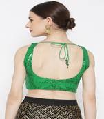 Green Embroidered Brocade Readymade Blouse