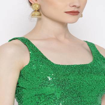 Green Embroidered Brocade Readymade Blouse 2