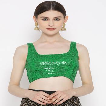 Green Embroidered Brocade Readymade Blouse 4