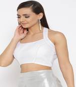 White Embroidered Brocade Readymade Blouse