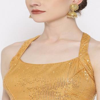 Golden Embroidered Brocade Readymade Blouse 1
