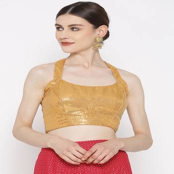 Golden Embroidered Brocade Readymade Blouse 4
