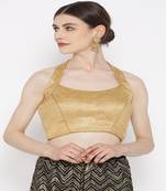 Golden Embroidered Brocade Readymade Blouse