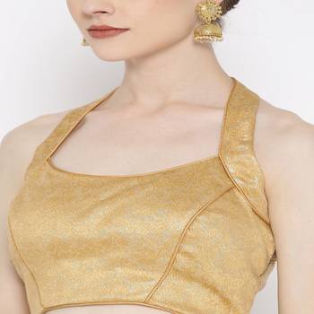 Golden Embroidered Brocade Readymade Blouse 2
