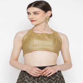 Golden Embroidered Brocade Readymade Blouse 1