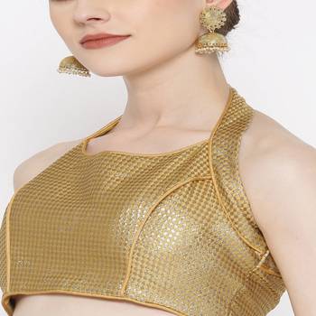 Golden Embroidered Brocade Readymade Blouse 4