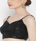 Black Embroidered Brocade Readymade Blouse