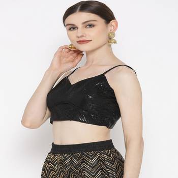 Black Embroidered Brocade Readymade Blouse 2