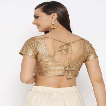 Golden Embroidered Brocade Readymade Blouse 4