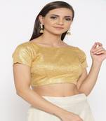 Golden Embroidered Brocade Readymade Blouse