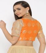 Orange Embroidered Brocade Readymade Blouse