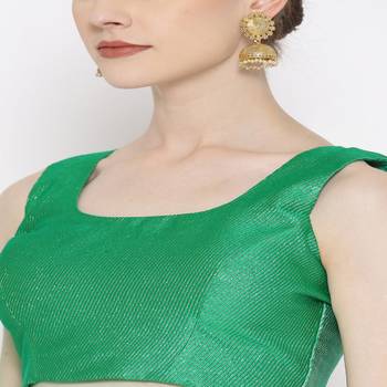 Green Embroidered Brocade Readymade Blouse 1
