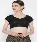 Black Embroidered Brocade Readymade Blouse