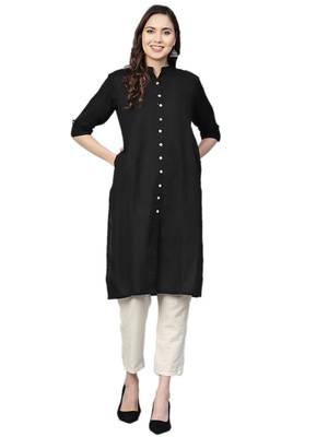 Black plain cotton kurtas-and-kurtis 1