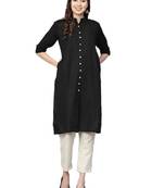 Black plain cotton kurtas-and-kurtis