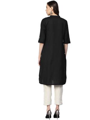 Black plain cotton kurtas-and-kurtis 2