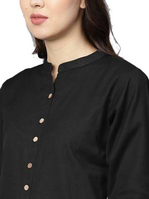 Black plain cotton kurtas-and-kurtis 5