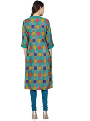 Teal printed liva kurtas-and-kurtis 2