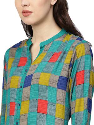 Teal printed liva kurtas-and-kurtis 5