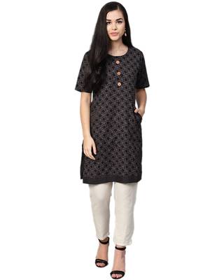 Black printed cotton kurtas-and-kurtis 1