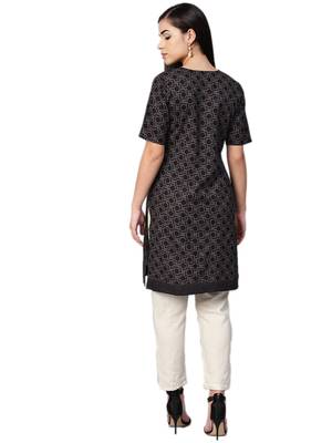 Black printed cotton kurtas-and-kurtis 2