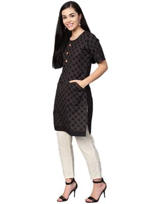 Black printed cotton kurtas-and-kurtis 4