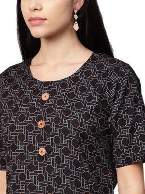 Black printed cotton kurtas-and-kurtis 5