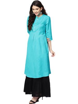 Sky-blue plain liva kurtas-and-kurtis 4