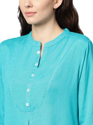 Sky-blue plain liva kurtas-and-kurtis 5