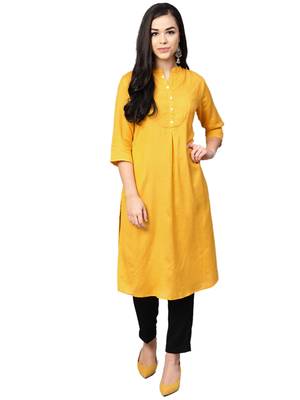 Yellow plain liva kurtas-and-kurtis 1