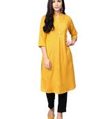 Yellow plain liva kurtas-and-kurtis