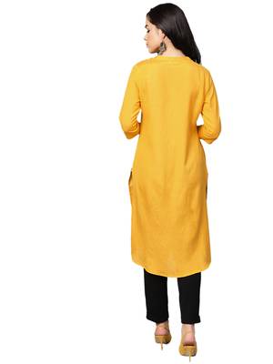 Yellow plain liva kurtas-and-kurtis 2