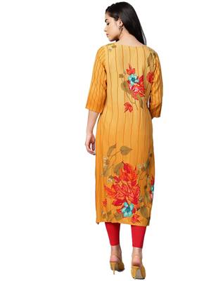 Yellow printed liva kurtas-and-kurtis 2