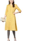 Yellow plain cotton kurtas-and-kurtis
