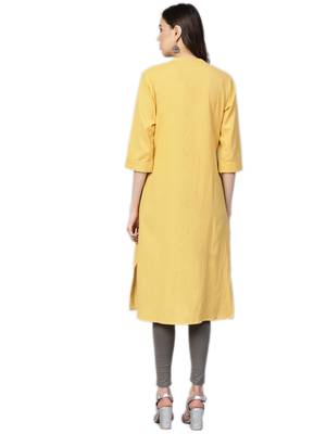 Yellow plain cotton kurtas-and-kurtis 2