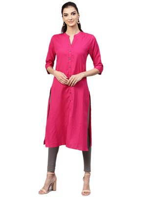 Pink plain cotton kurtas-and-kurtis 1
