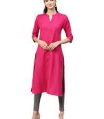 Pink plain cotton kurtas-and-kurtis