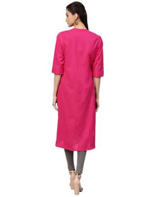 Pink plain cotton kurtas-and-kurtis 2