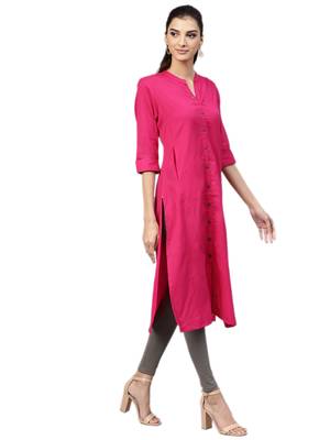 Pink plain cotton kurtas-and-kurtis 3