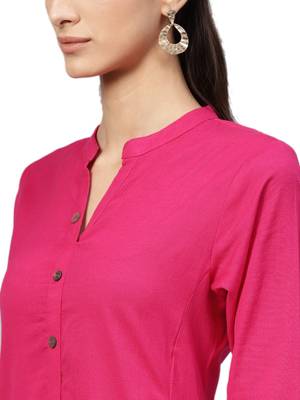 Pink plain cotton kurtas-and-kurtis 5