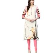 White printed liva kurtas-and-kurtis
