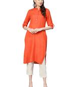 Orange plain liva kurtas-and-kurtis