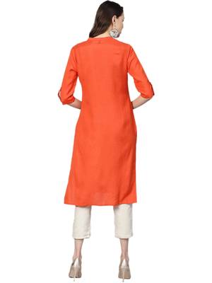 Orange plain liva kurtas-and-kurtis 2